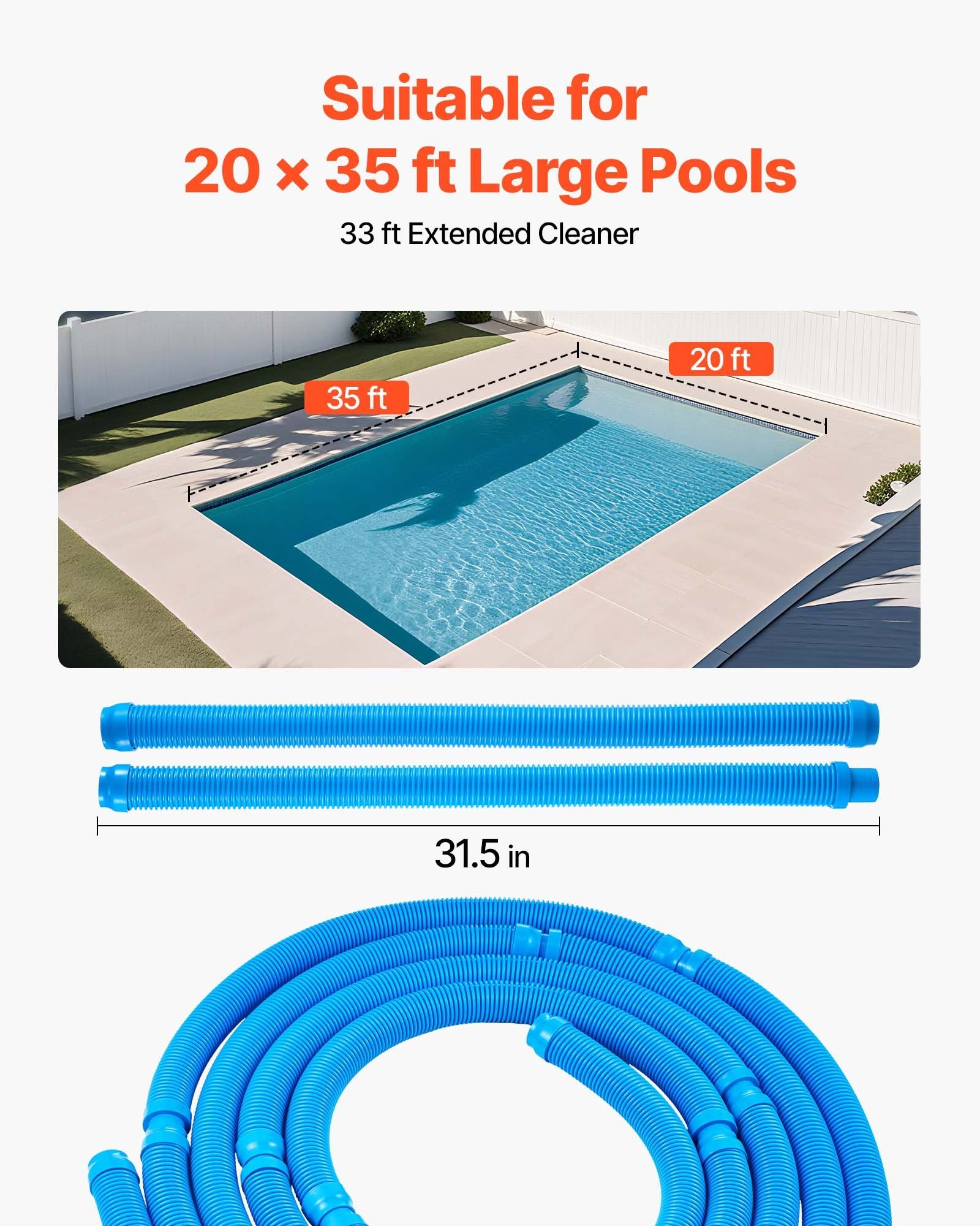 Suction Pool Cleaner, Automatic Pool Vacuum Cleaner, Suction Side Automatic Pool Cleaner, Suction Vacuum Pool Sweeper With 12 Hoses, For In-ground Pool And Above-ground Pool Up To 20 X 35 Ft