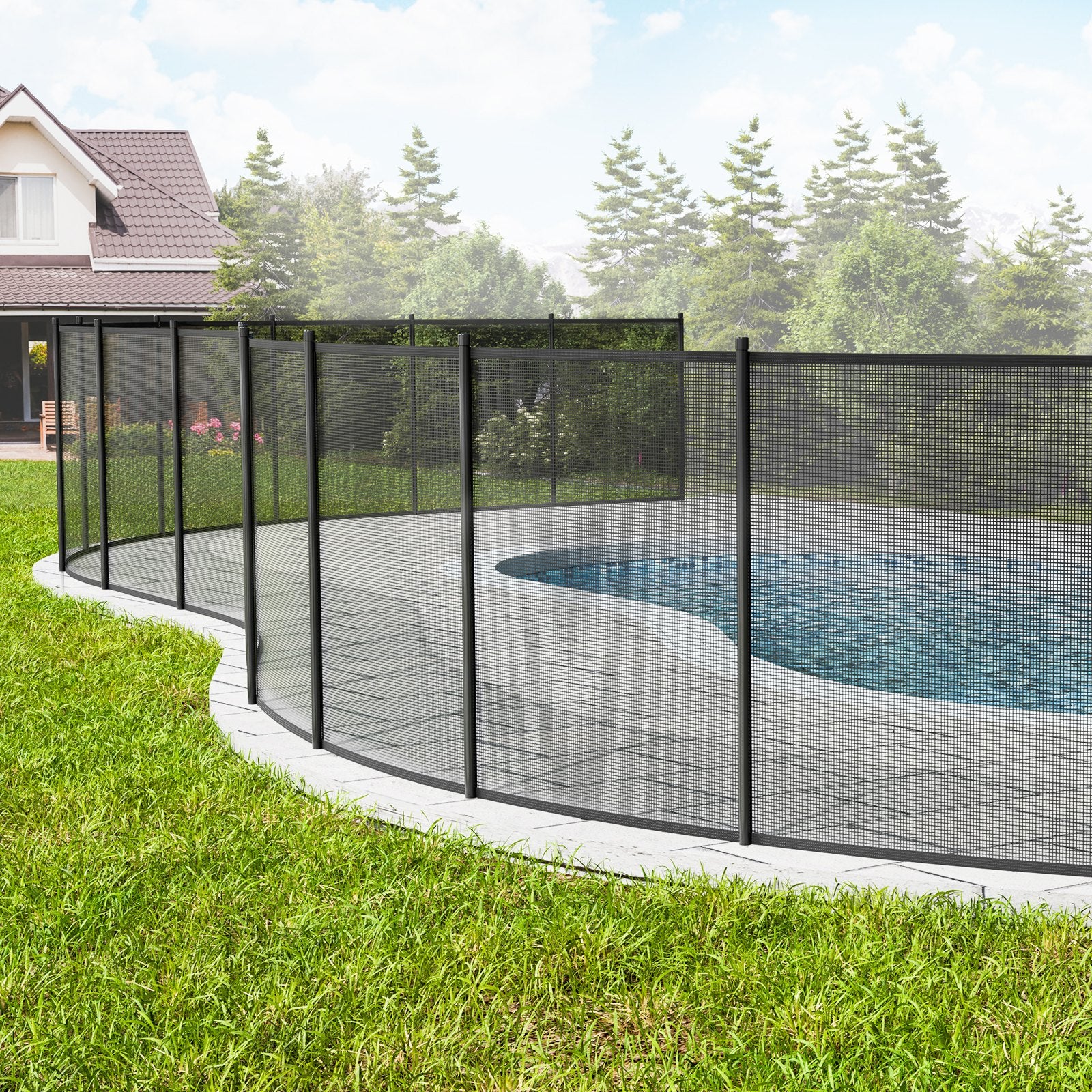 Pool Fence, 4 X 12 FT Pool Fences For Inground Pools, Removable Child Safety Pool Fencing, Easy DIY Installation Swimming Pool Fence, 340gms Teslin PVC Pool Fence Mesh Protects Kids And Pets