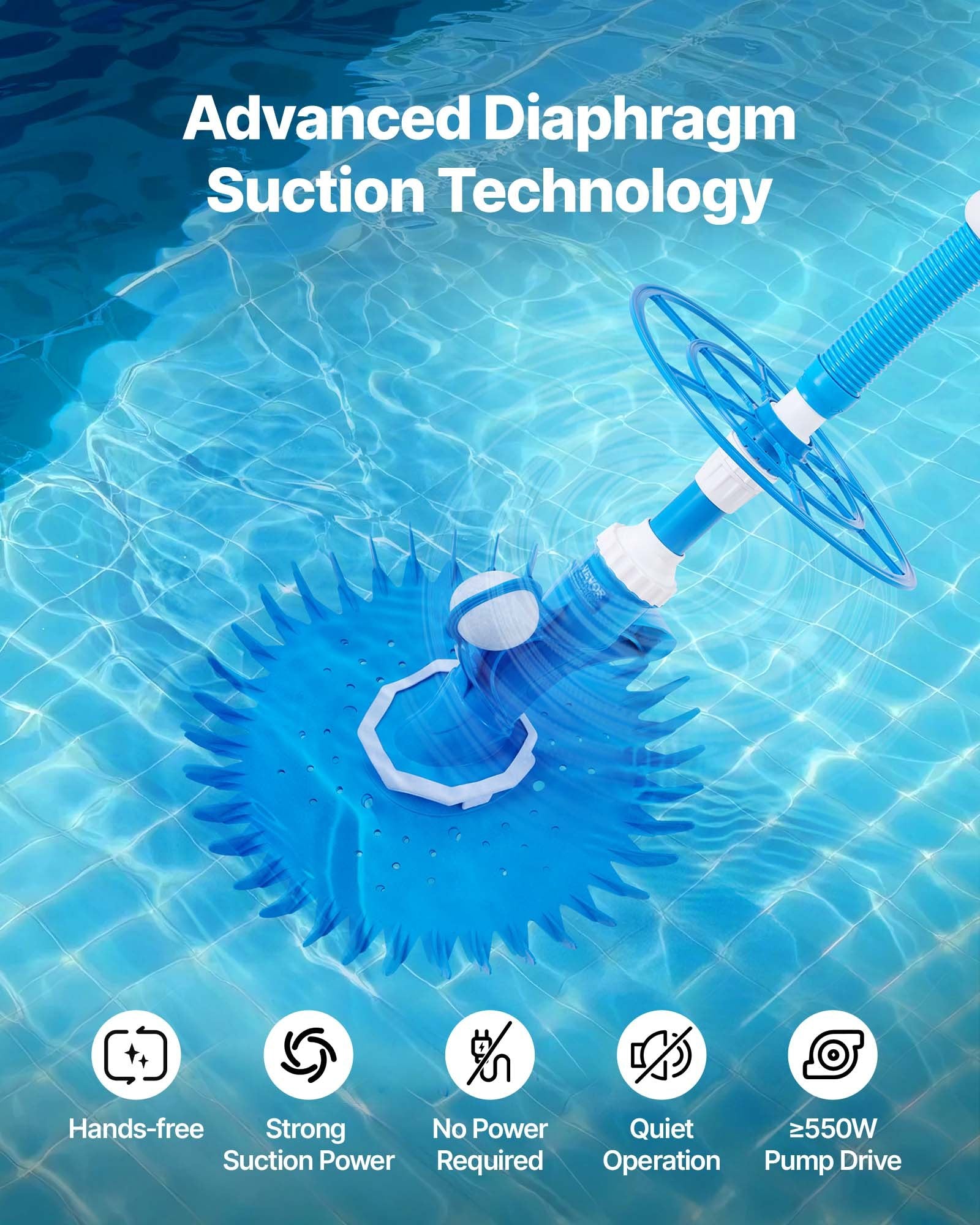 Suction Pool Cleaner, Automatic Pool Vacuum Cleaner, Suction Side Automatic Pool Cleaner, Suction Vacuum Pool Sweeper With 12 Hoses, For In-ground Pool And Above-ground Pool Up To 20 X 35 Ft