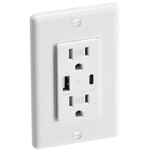 10 PCS USB Outlet 24 W 15A Wall Electrical Outlet With 1 Type C 1 Type A